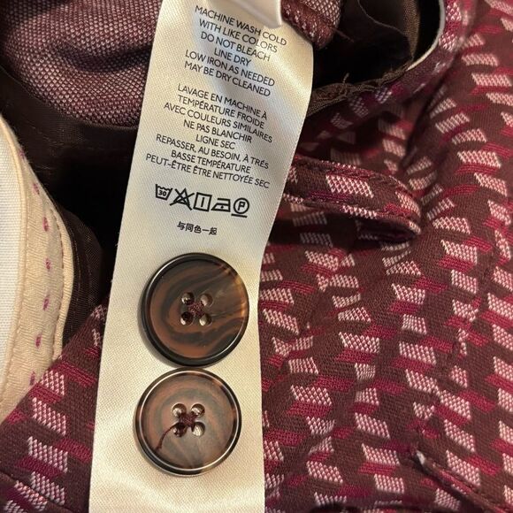 Anthropologie The Essential Slim Flared Pants Magenta Burgundy Pattern Size 2 - Picture 13 of 16